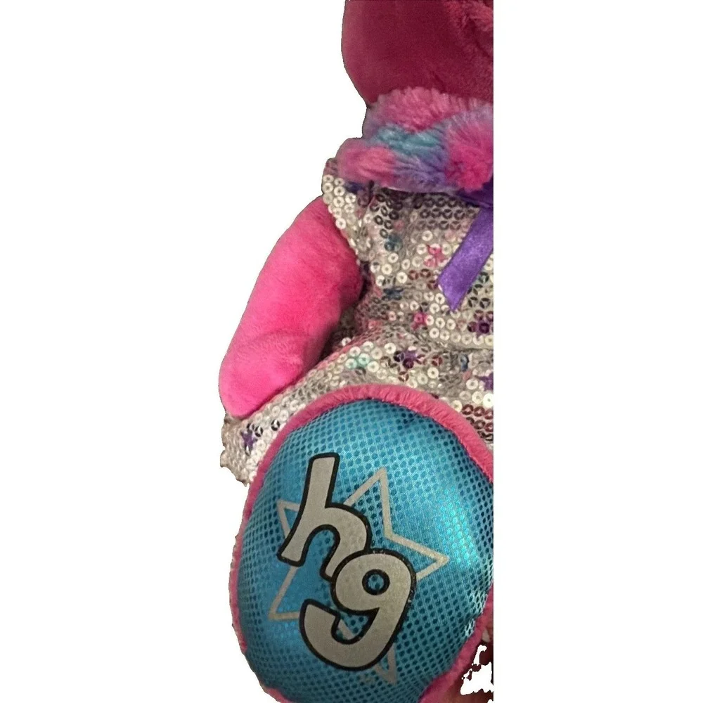 Build-A-Bear Honey Girls Risa Pink Bunny Plush 2018 Silver Sequin Star Dress 20